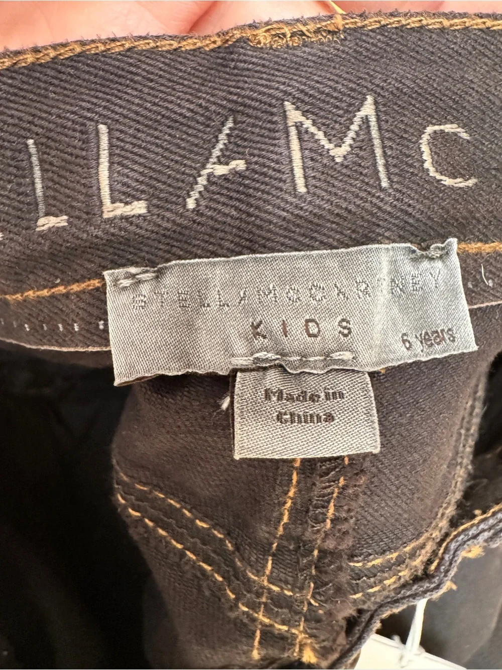 Stella McCartney Kids Black Denim Jeans size 6 adjustable waist